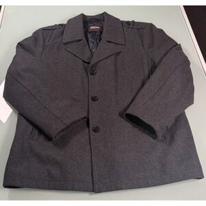Michael Kors Pea Coat Mens XL Gray Quilted Lined Single Breasted